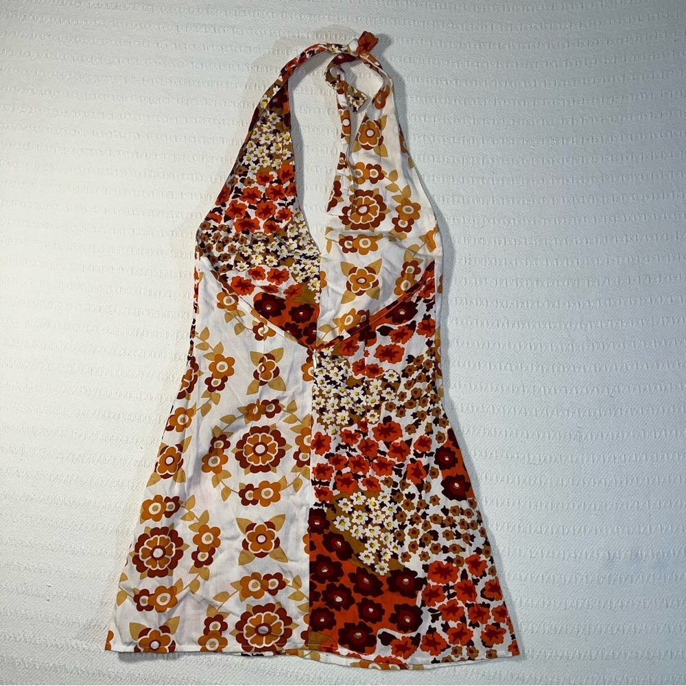 Her Pony The Label Patti Halter Mini Dress Size XS Retro 70s Inspo Boho Festival - Picture 3 of 11